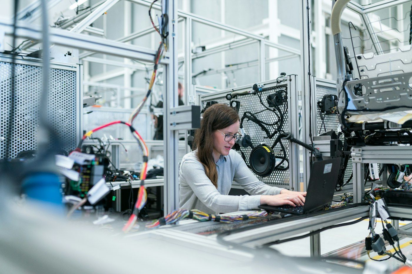 Engineer working with equipment in a technology lab