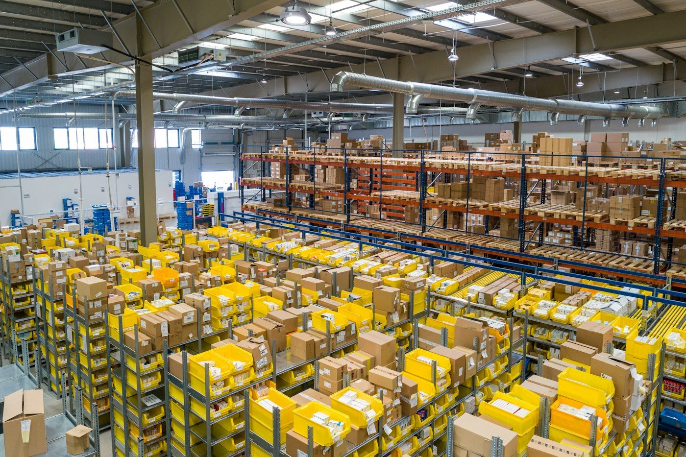 Organized warehouse with inventory ready for distribution